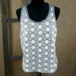 3/$24 J. Crew M crocheted lace tank top gray
